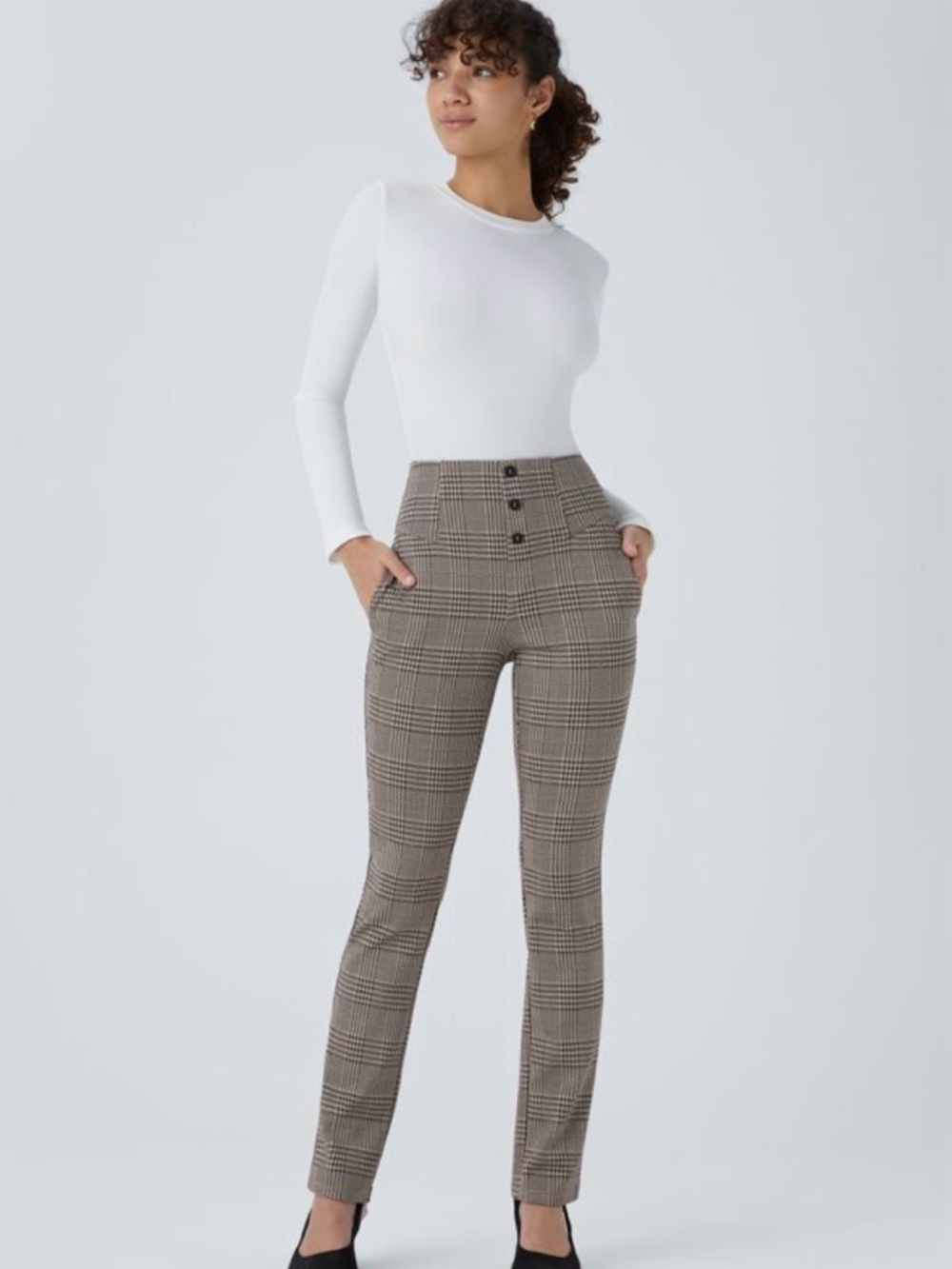 Halara Flex™ High Waisted Houndstooth Plaid Skinny Work Pants with Pockets